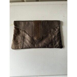 Sharon Elaine Genuine Pebble Leather Copper Magnetic Closure Envelope Clutch Bag